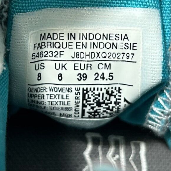 Converse Chuck Taylor All Star High Women’s Sz 8 Gray Teal Side Zip Skate Shoes - Picture 13 of 13